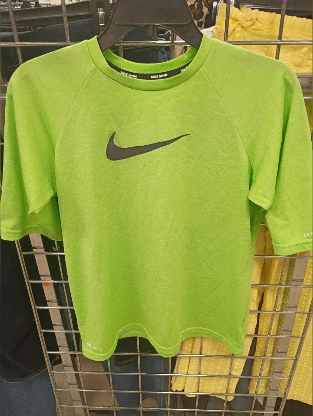 Nike Bright Lime Green Short Sleeve Tee with Black Swoosh Boys XL